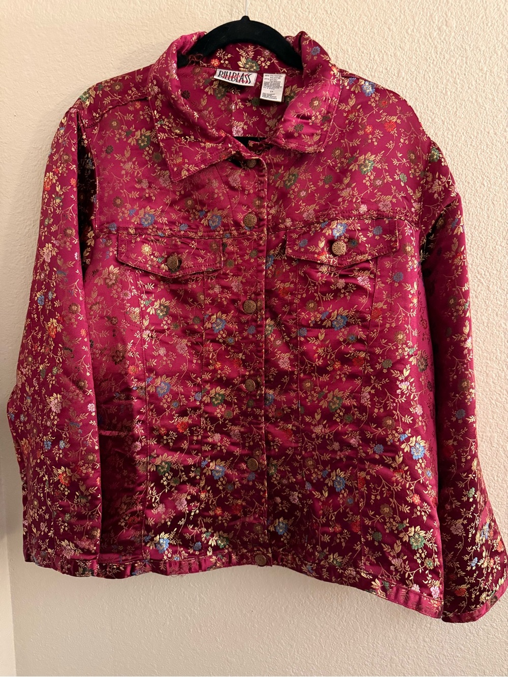 bill blass Burgundy Floral Jacquard Jacket